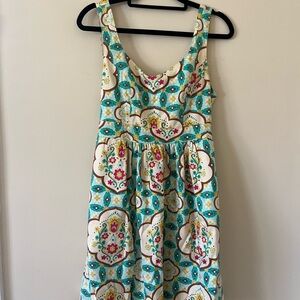 Judith March Turquoise & Cream Printed Backless Mini Dress